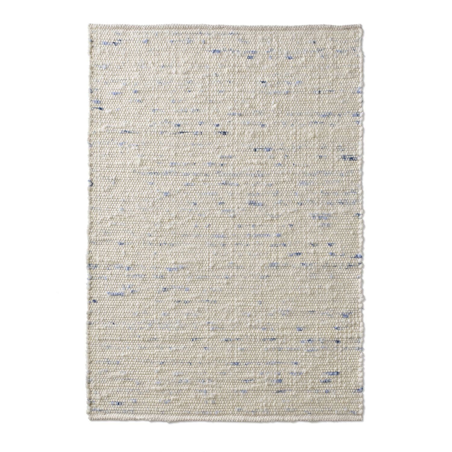 TaCa Home Wollteppich Handweb Woll-Teppich Neuseeland, rechteckig, Höhe: 10 mm, Blau Meliert - 70 x 130 cm