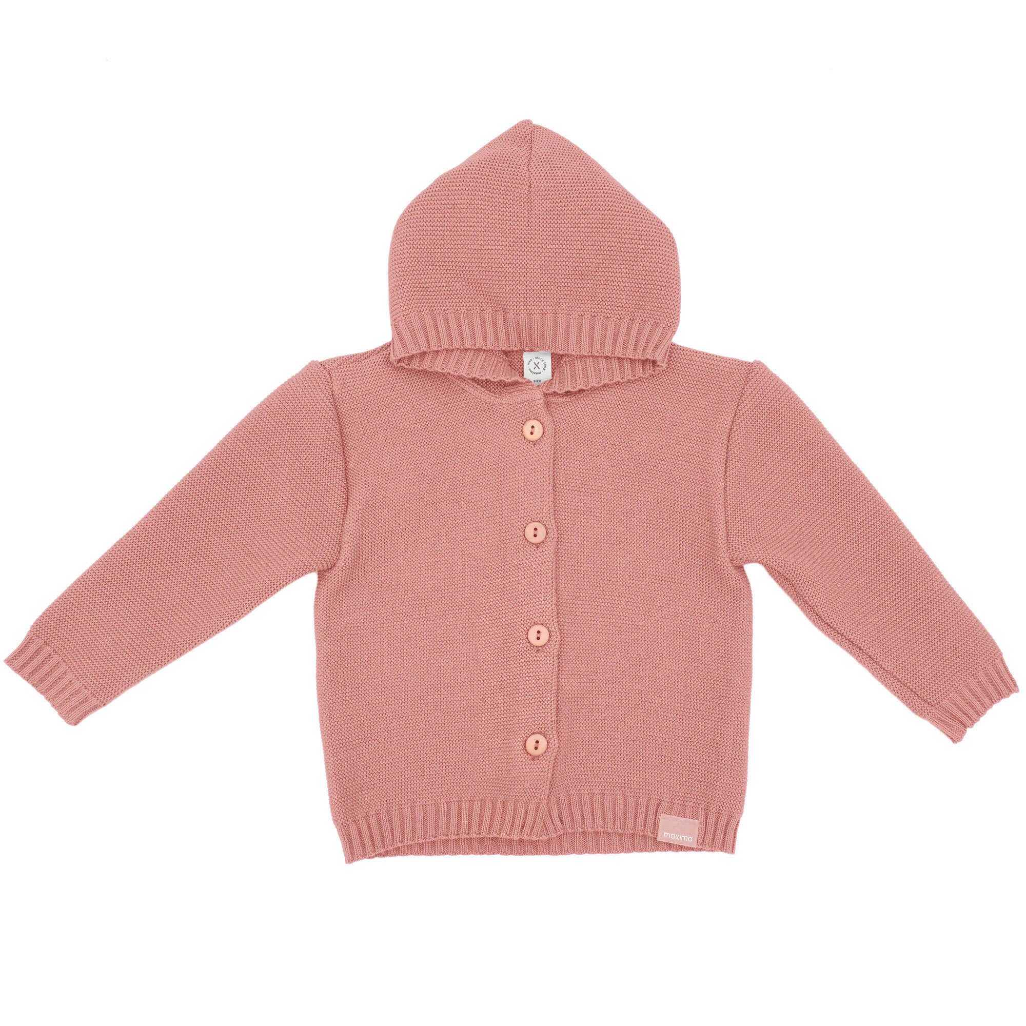 MAXIMO Fleecejacke GOTS BABY-Strickjacke, LL Kapuze, Knöpfe (1-St)