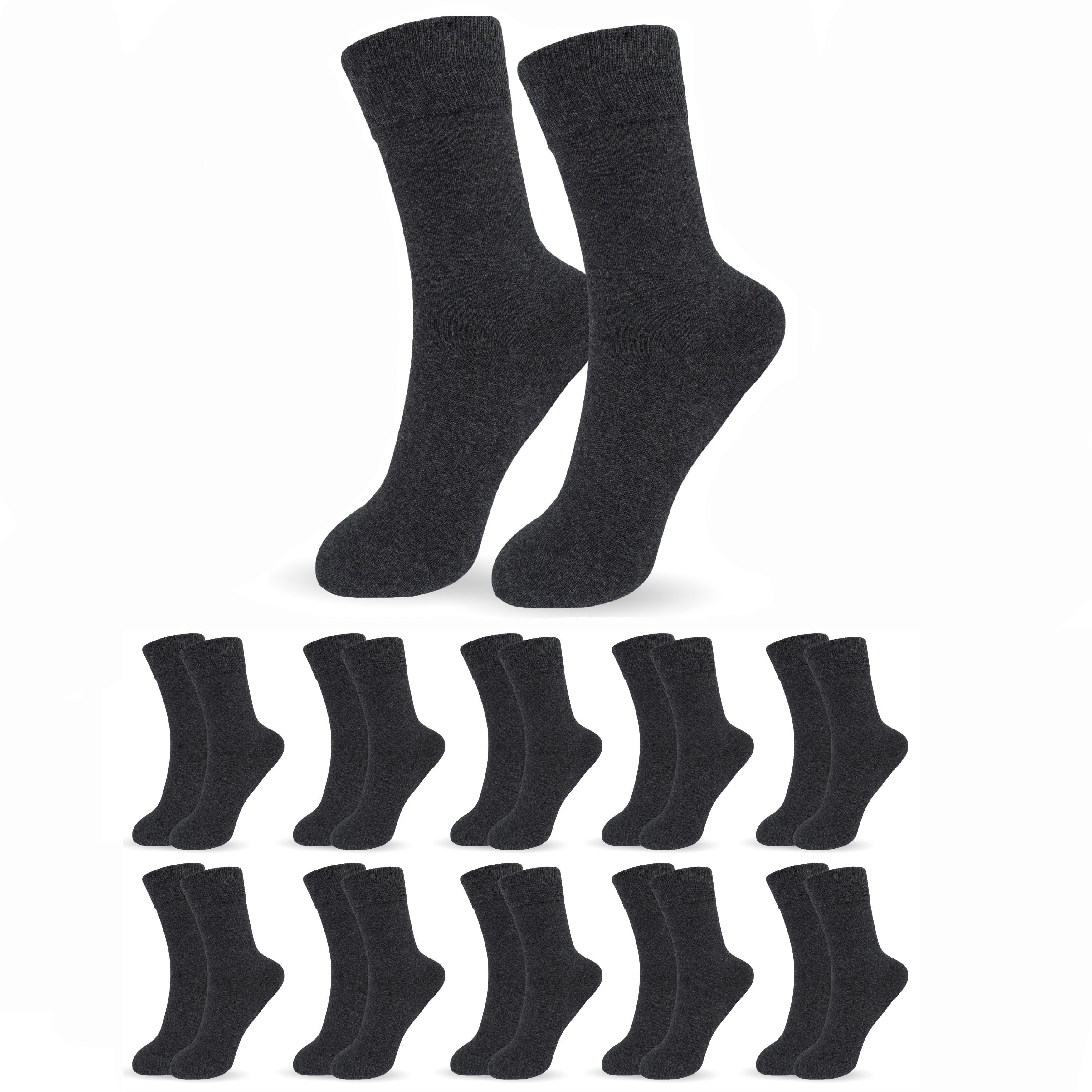 SO.I Businesssocken Herrensocken Lange Freizeit-Socken für Herren aus Baumwolle (Größen: 39-46, 5-15er Pack) Atmungsaktiver Stoff 10xAnthrazitgrau