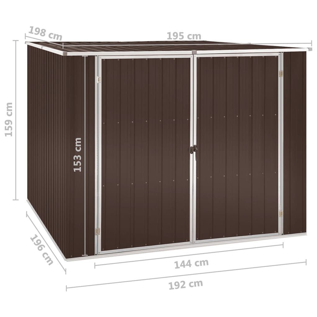 cm Gerätehaus Stahl 195x198x159 Verzinkter Gartenhaus Braun vidaXL