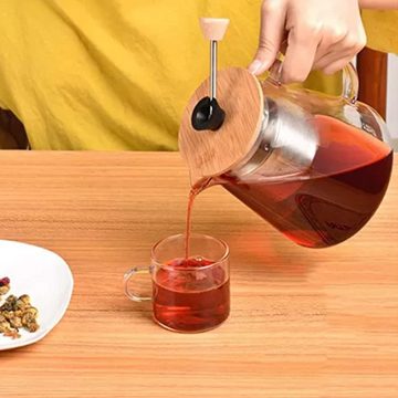 Naturic Teekanne Teekanne aus Glas mit Siebeinsatz 1600 ml, 950 l, Spülmaschinengeeignet, Edelstahl Sieb, Deckel Abnehmbar