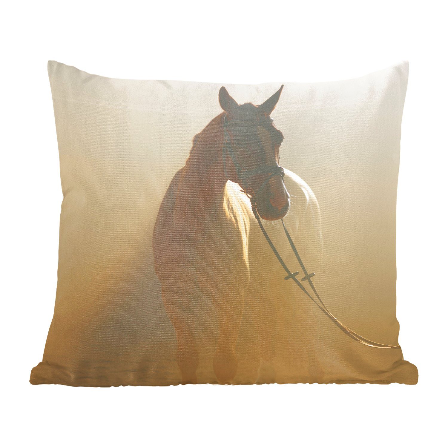 Schlafzimmer, Zierkissen - Pferd Wohzimmer, mit Sand, Dekokissen Licht - für Sofakissen Deko, Füllung MuchoWow