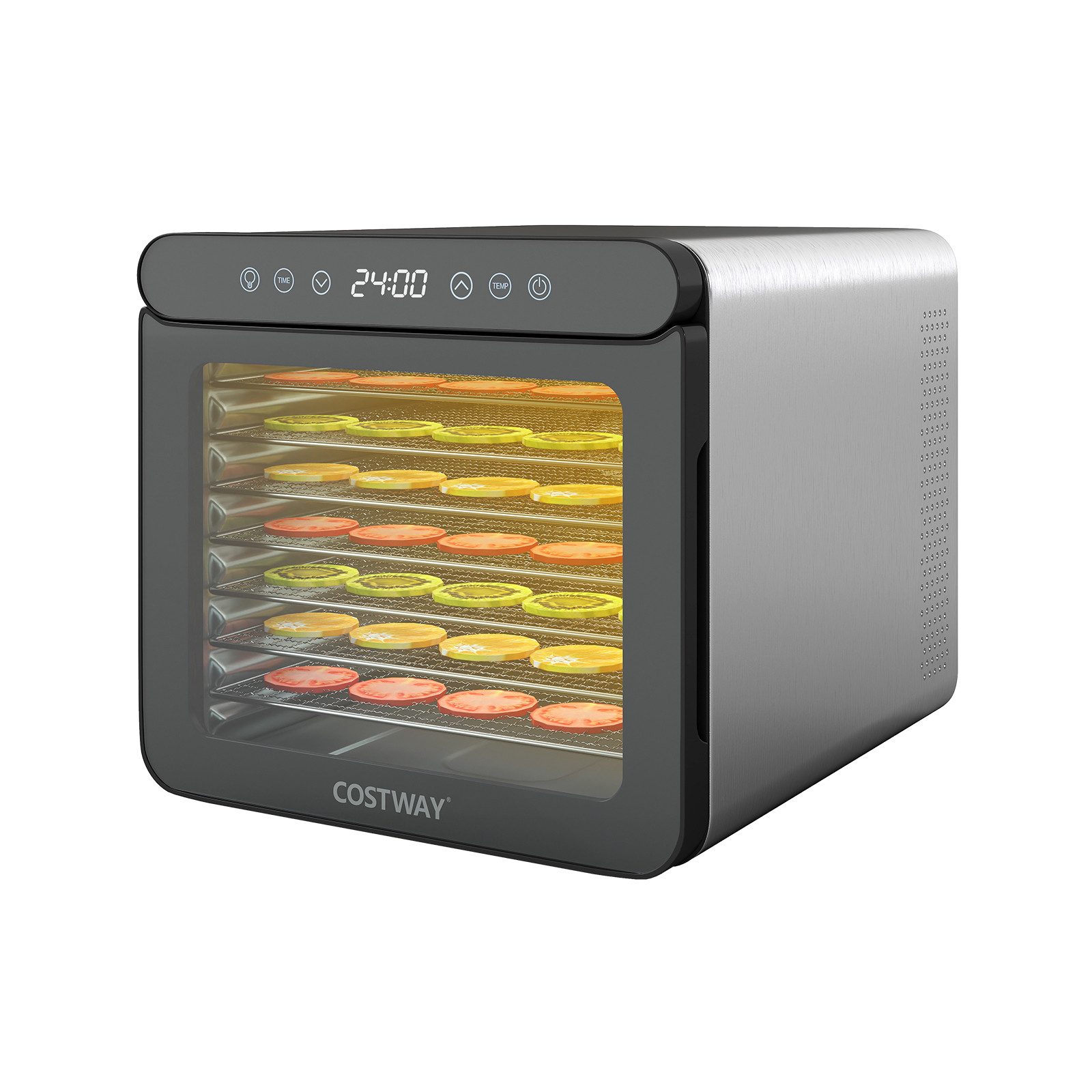 COSTWAY Dehydrator 600 W, 7 Etagen, mit 7 Schalen & 24H Timer, 30-75℃