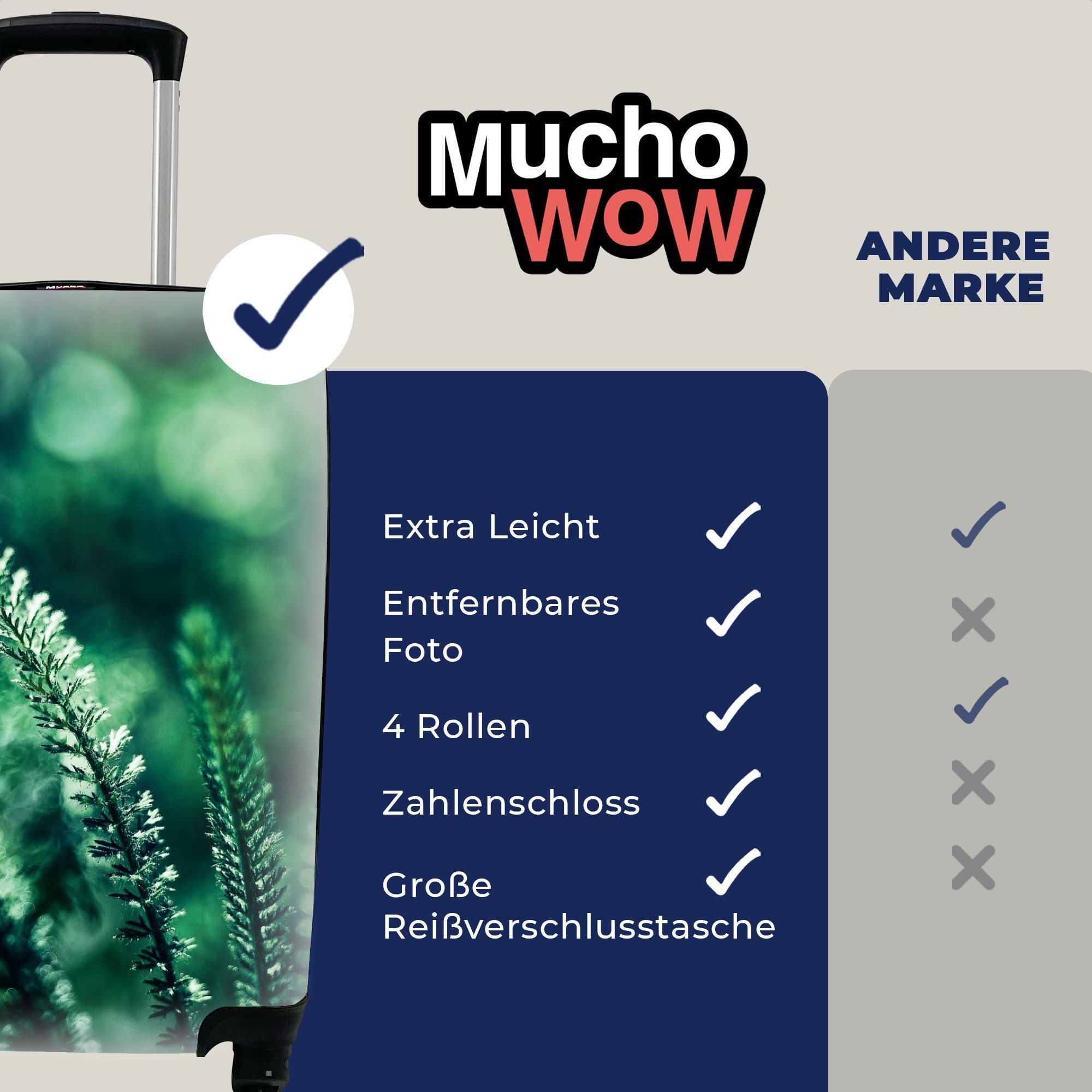 MuchoWow Trolley, verschiedene Reisekoffer Handgepäck botanische Viele Ferien, Rollen, unscharfen, einem Handgepäckkoffer Reisetasche für rollen, vor Pflanzen mit 4