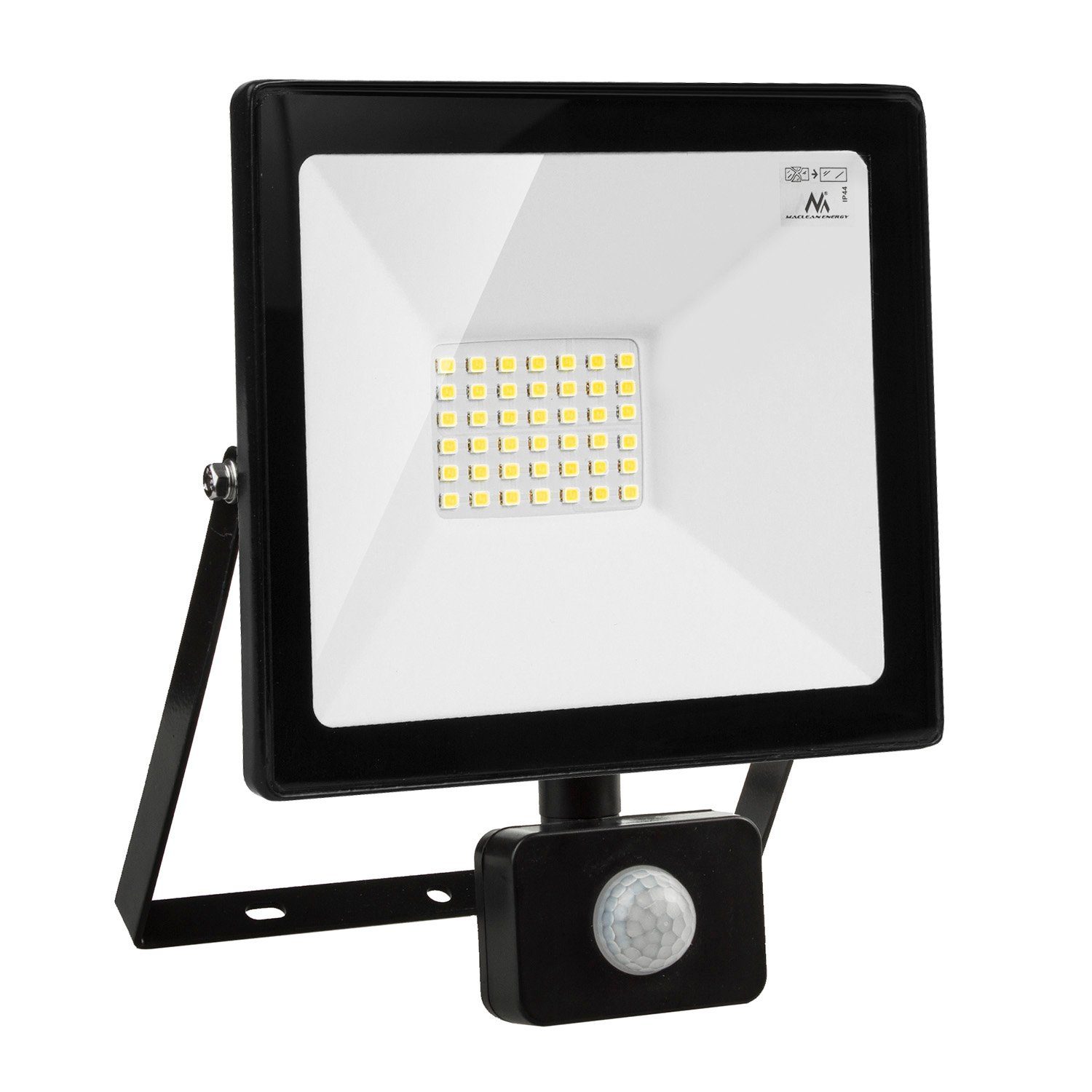 Maclean LED Flutlichtstrahler, LED fest integriert, Warmweiß, Neutralweiß, Kaltweiß, LED fest integriert, PIR-Bewegungsmelder, Dämmerungssensor