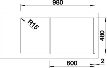 Multifunktionsschale rechteckig, inkl. 6 Granitspüle SONA 100/50 SILGRANIT®, alumetallic Edelstahl aus Blanco cm, S,