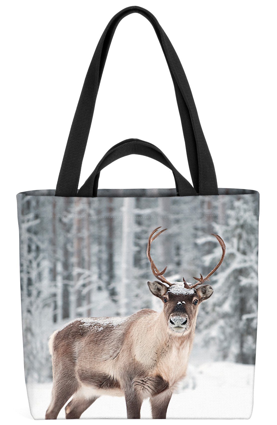 VOID Henkeltasche (1-tlg), Rentier Winterlandschaft Schnee Rentier Winterlandschaft Schnee Weihn