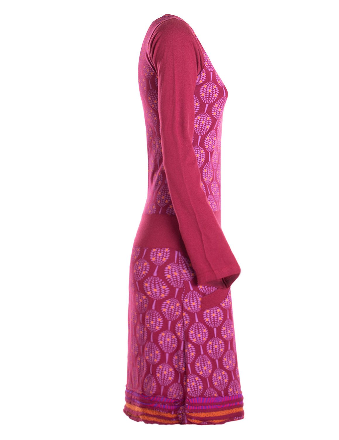 Vishes Jerseykleid Damen knielanges Kleid Baumwolle geometrisch A-Linie mit Taschen Alternative Bekleidung, Ethno, Hippie, Retro Style – Bild 3 von 4