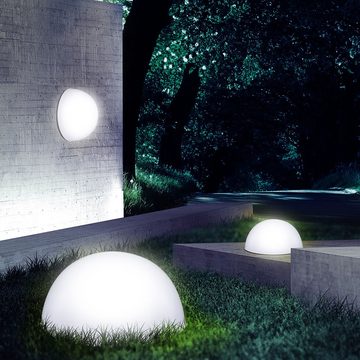 etc-shop LED Solarleuchte, LED-Leuchtmittel fest verbaut, 3er Set LED Außen Stand Leuchten Kugelform Garten Solar Lampen Rasen