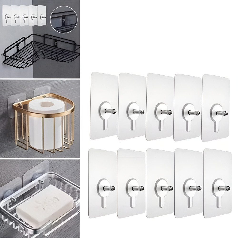 TECBULL Klebehaken Klebeschrauben transparent, selbstklebende Schrauben, (20-St)