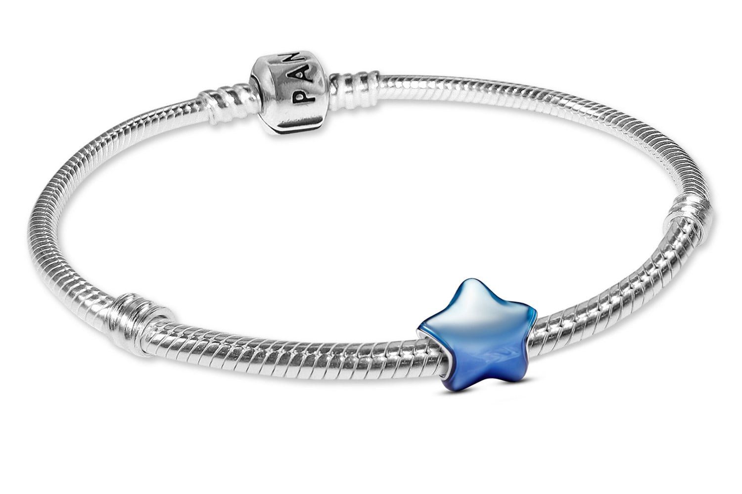 Pandora Charm-Armband Damen-Silber Geschenkset Blauer Stern