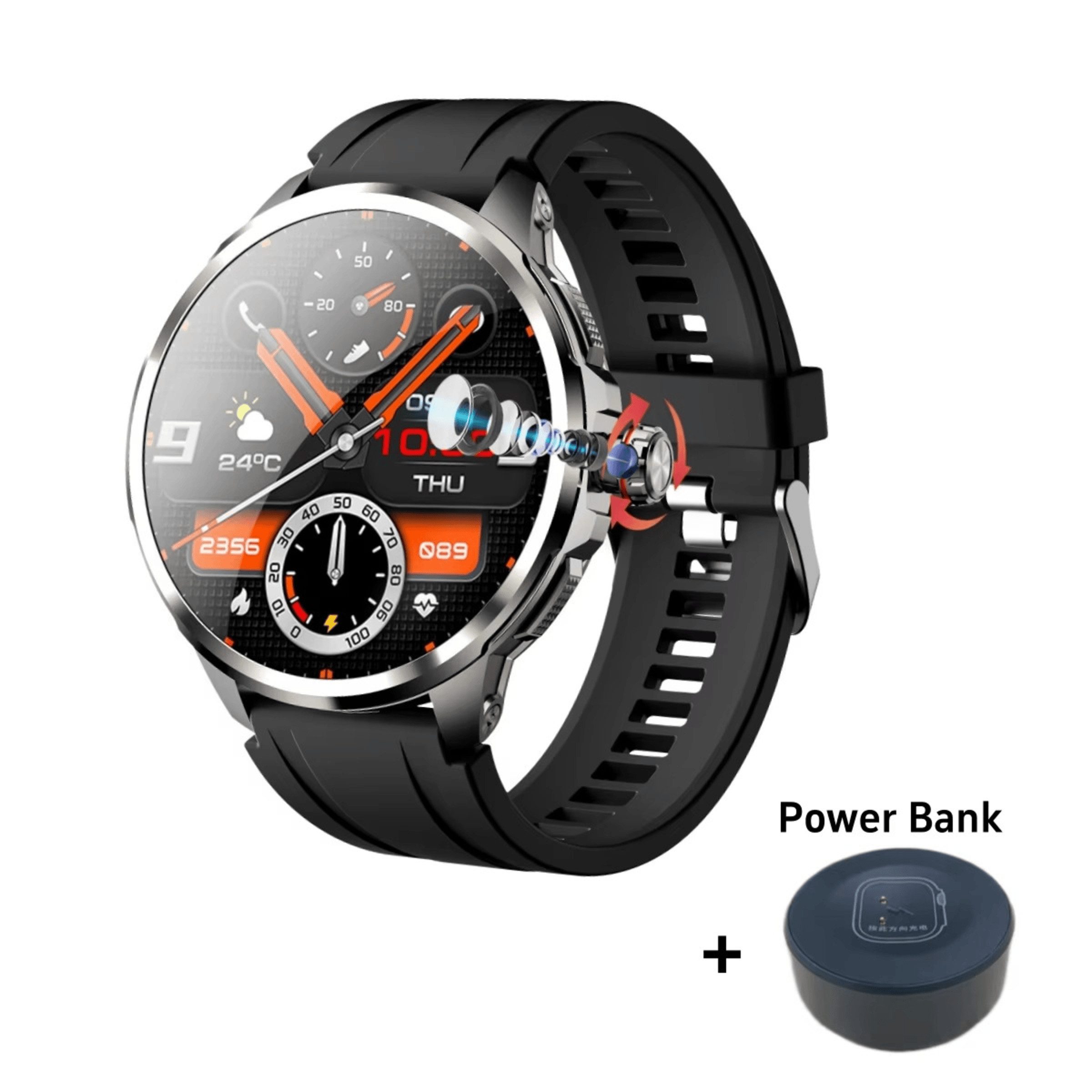 Nagham Ghazal Aswad Smartwatch Herren AMOLED GPS SIM Slot WIFI 5G Android Uhr 4GB 32GB Smartwatch (4,95 cm cm), AMOLED, GPS, 5G, SIM