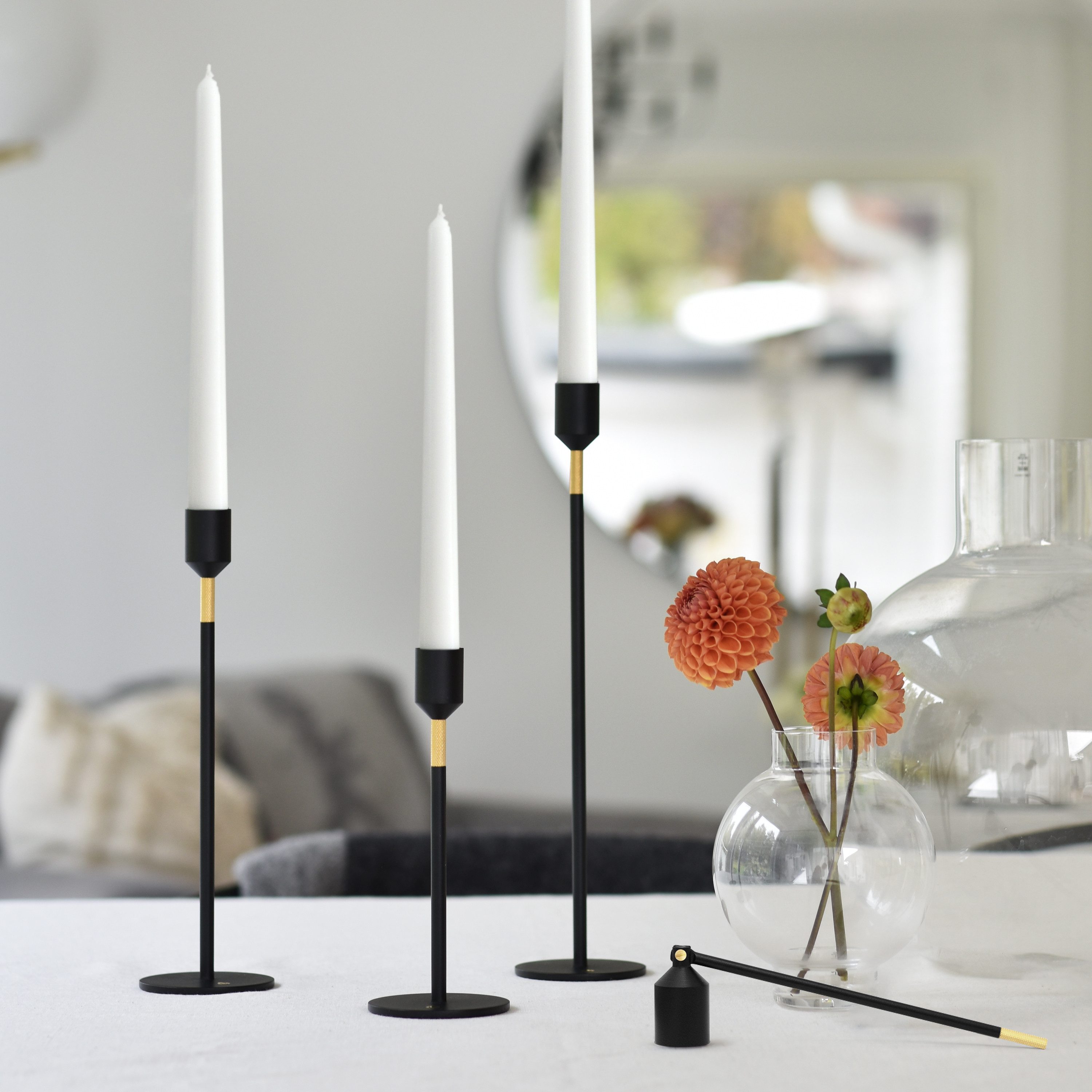 Nordic Flame Kerzenständer Kerzenständer BLACK schwarz gold 19cm
