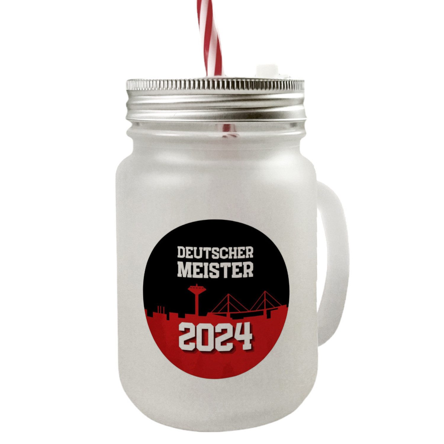 speecheese Glas Leverkusen Mason Jar Henkel Trinkglas mit Deckel Spruch Deutscher