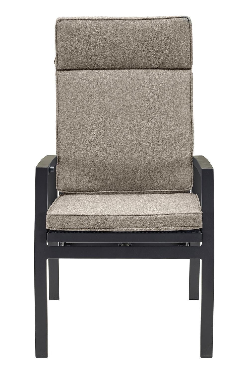 Outdoor Gartenstuhl AVENA, Anthrazit, Braun, Aluminium, Textilen, mit Kissen, Rücken verstellbar, B 58 x H 107 x T 70 cm