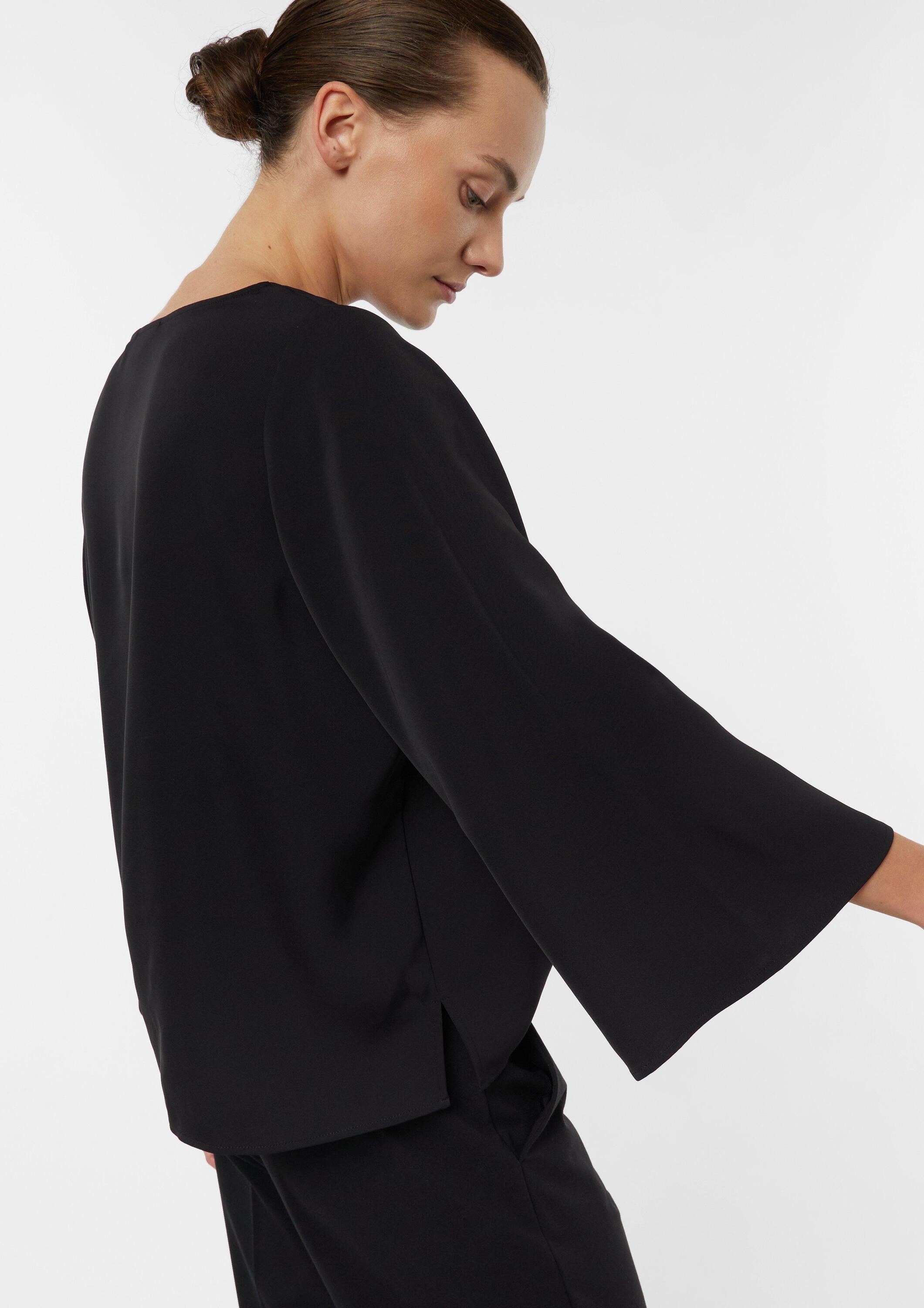 comma Kurzarmbluse Bluse Fließende Bluse mit weitem Ärmel
