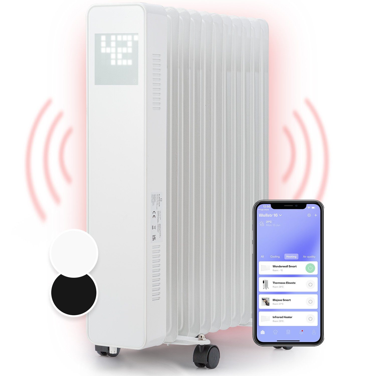 Klarstein Heizstrahler Sanford 2500W, Ölradiator Heater Heizung LED Timer S günstig online kaufen