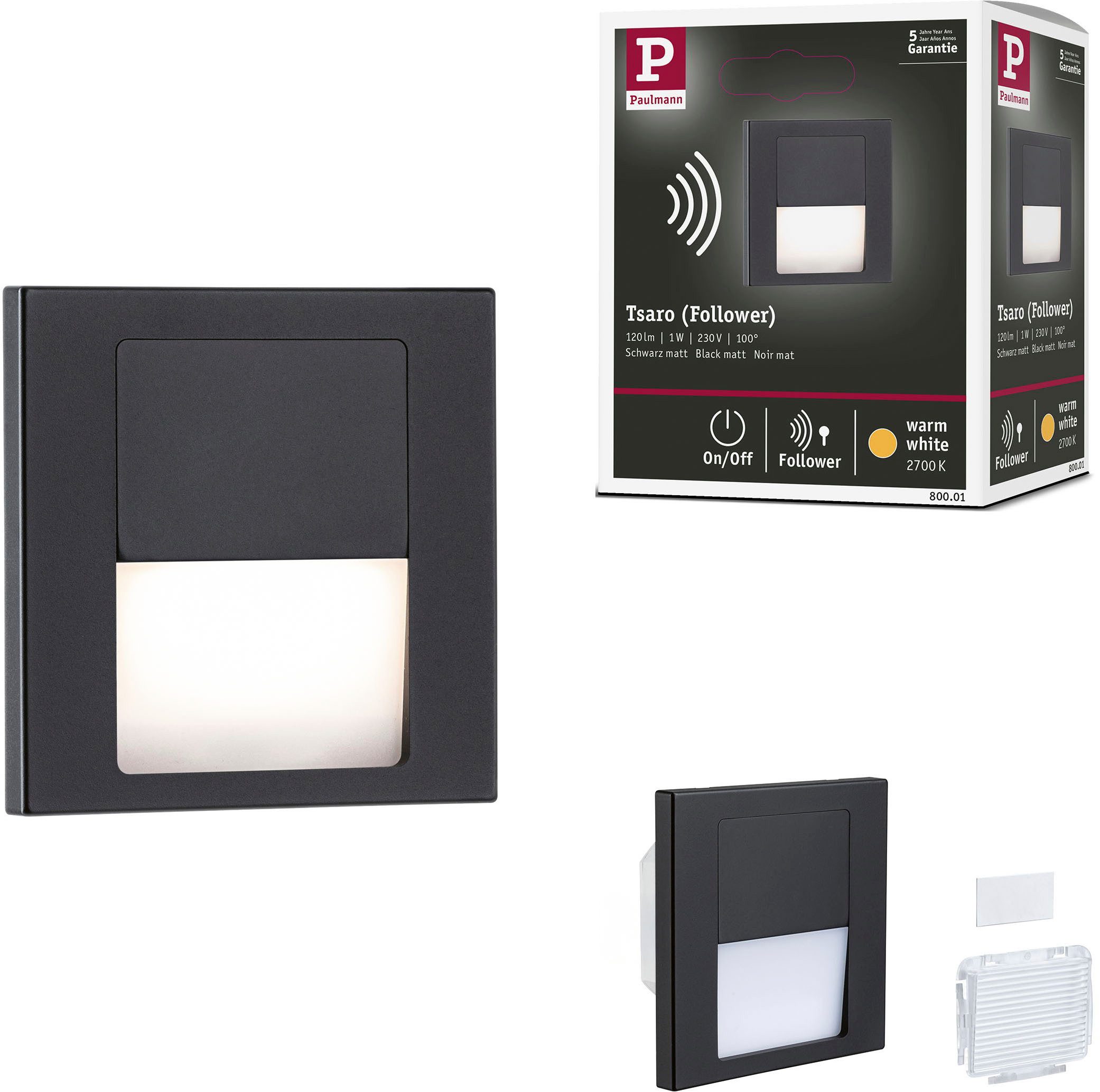 Paulmann LED Einbauleuchte LED Wandeinbauleuchte Tsaro eckig 80x36mm, LED f günstig online kaufen