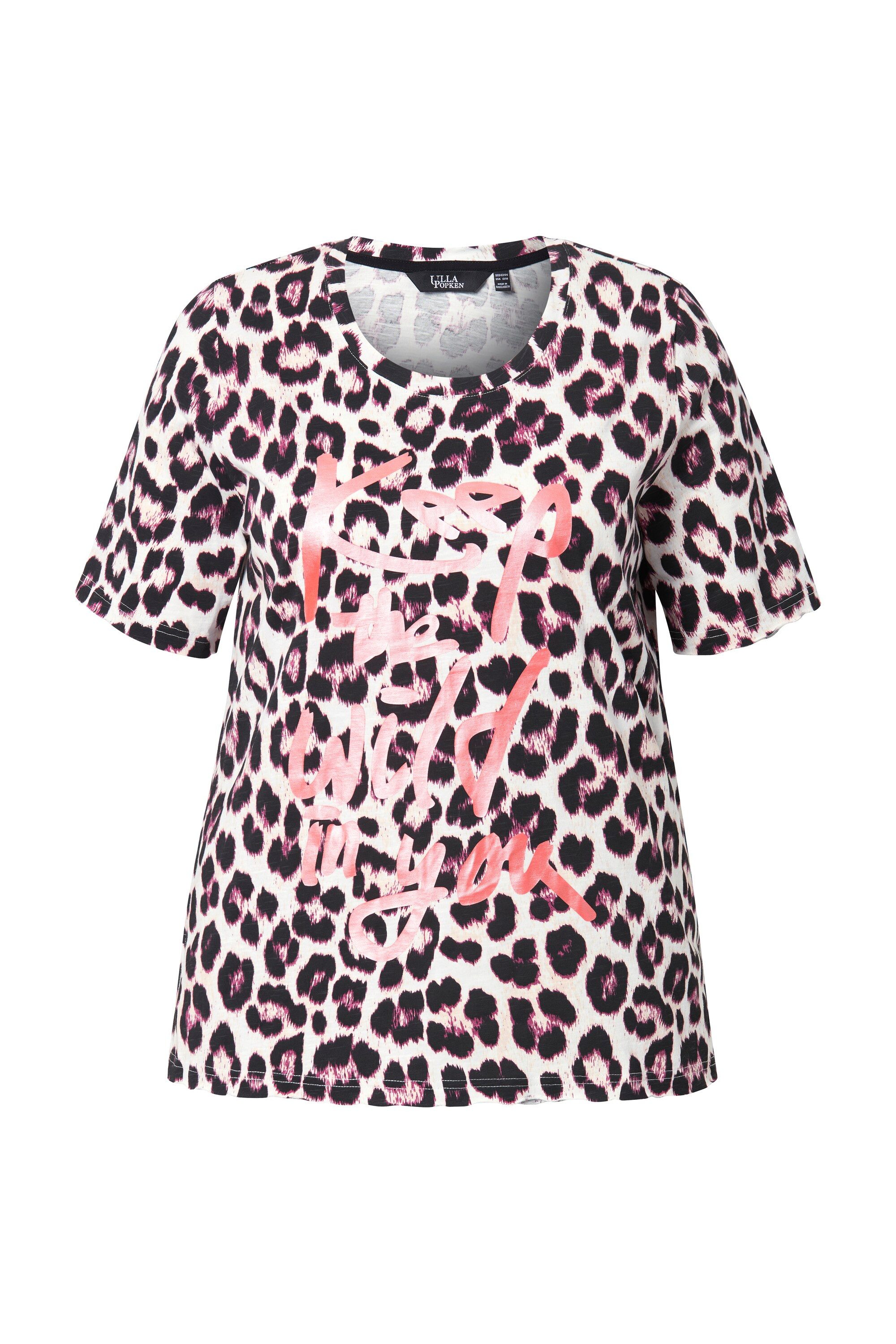 Ulla Popken T-Shirt T-Shirt Leomuster Classic Rundhals Halbarm günstig online kaufen