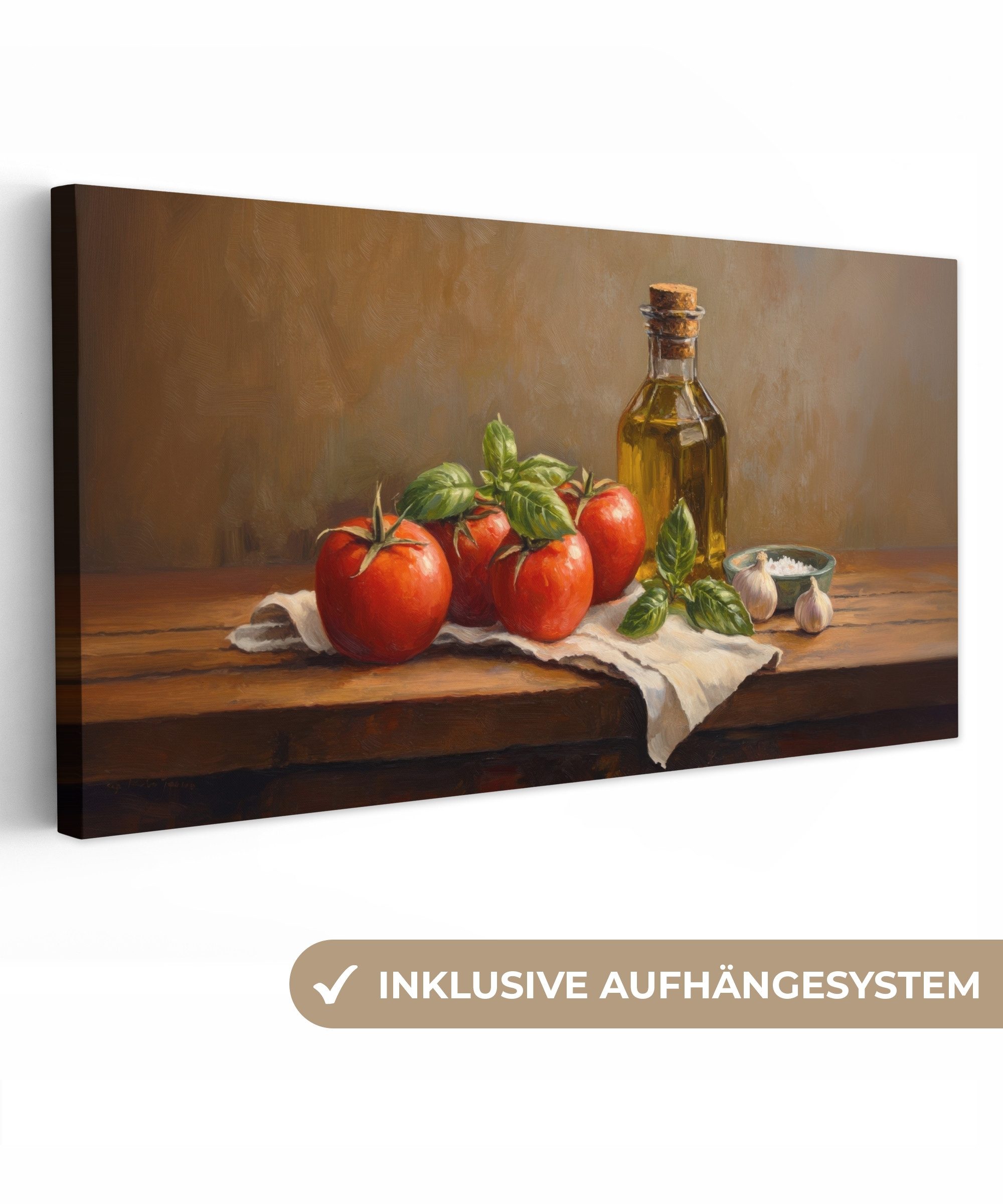 OneMillionCanvasses® Leinwandbild Panorama Tomaten - Olivenöl günstig online kaufen