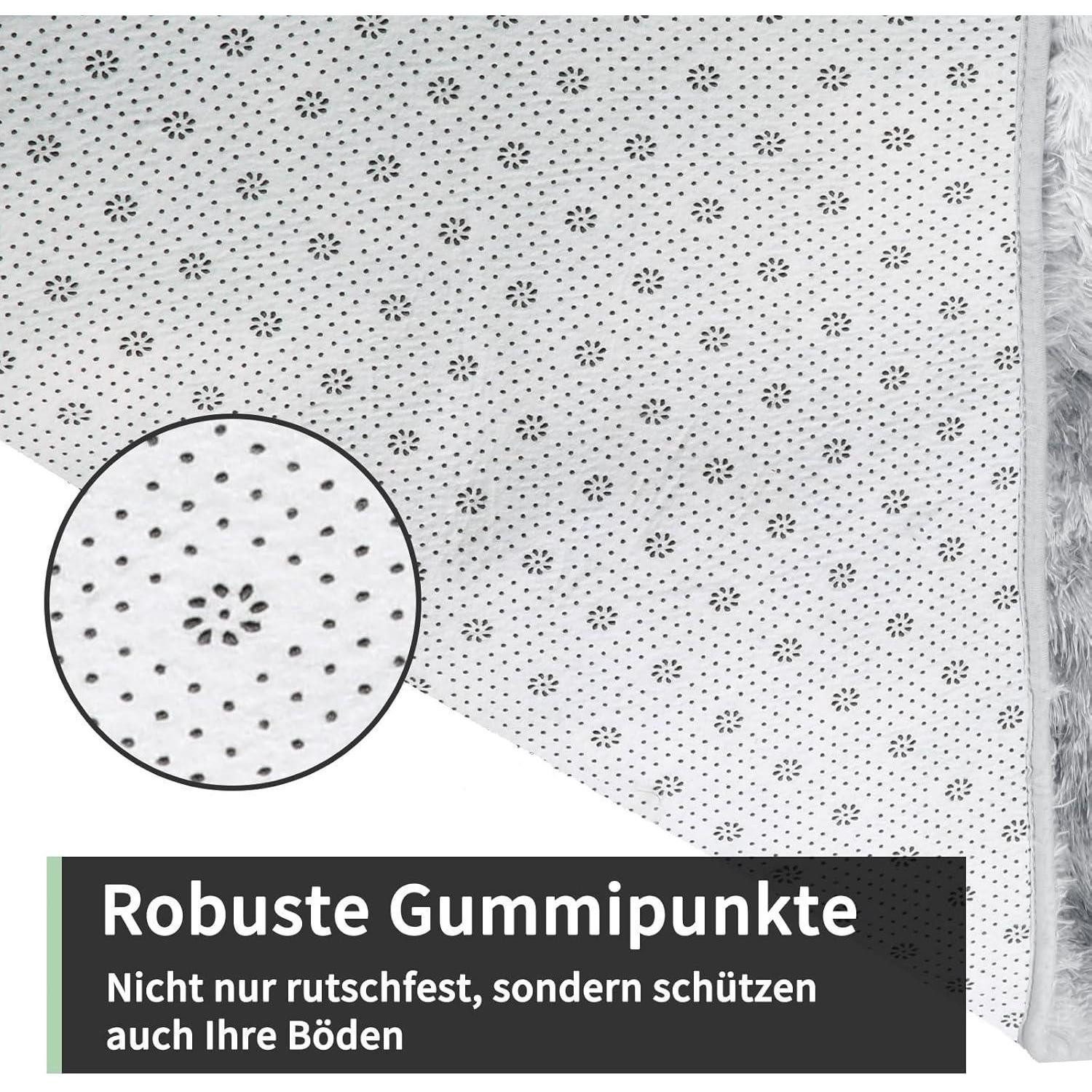 LuxusKollektion Hochflor-Teppich Teppich Hochflor Grau Waschbar Batik Hellgrau 275 x 370 cm Rechteckig – Bild 4 von 5