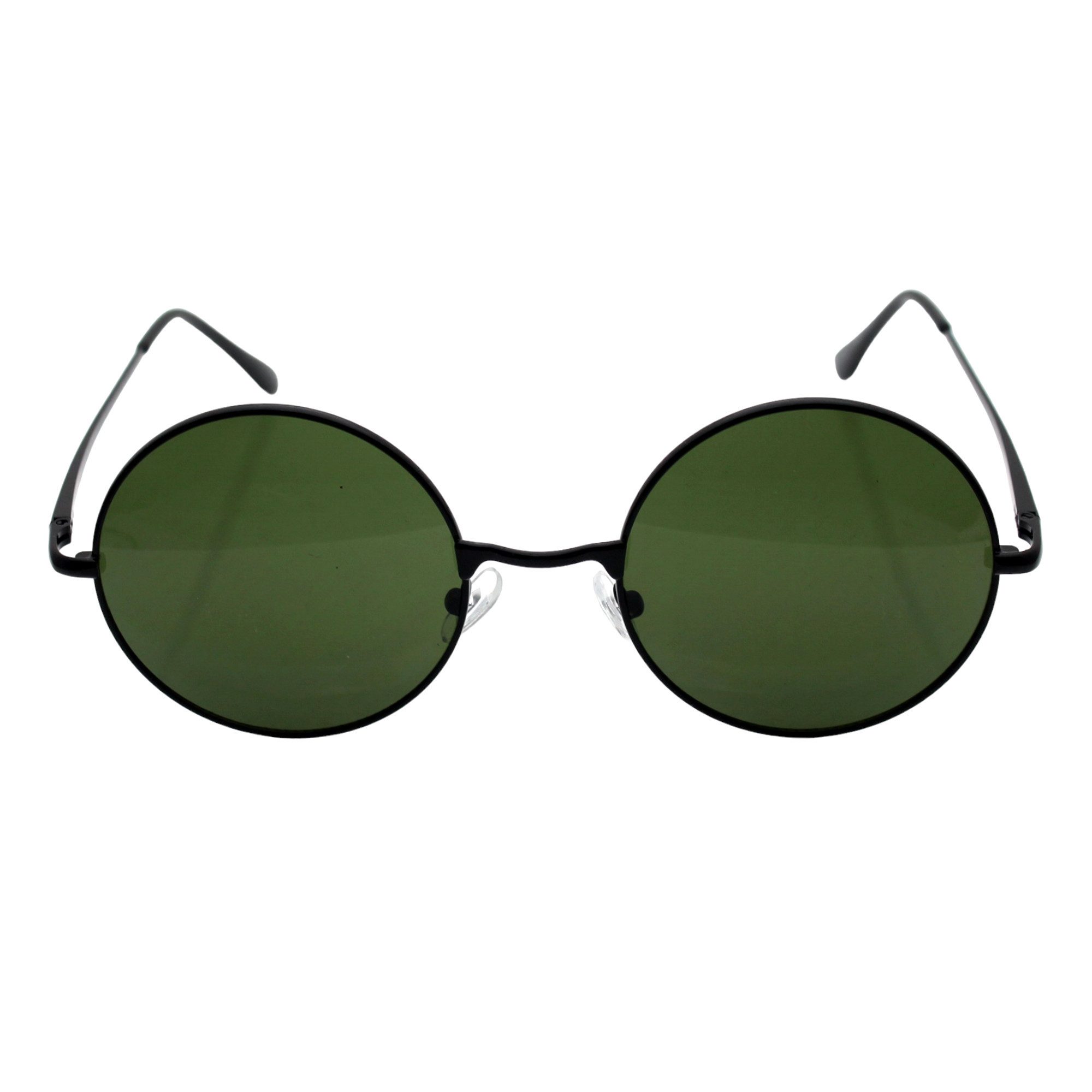 Rennec Sonnenbrille Rund Damen Herren Nickelbrille mit Brillenbeutel UV400 Gläser Runde Form mit Federscharniere und getönten Gläsern