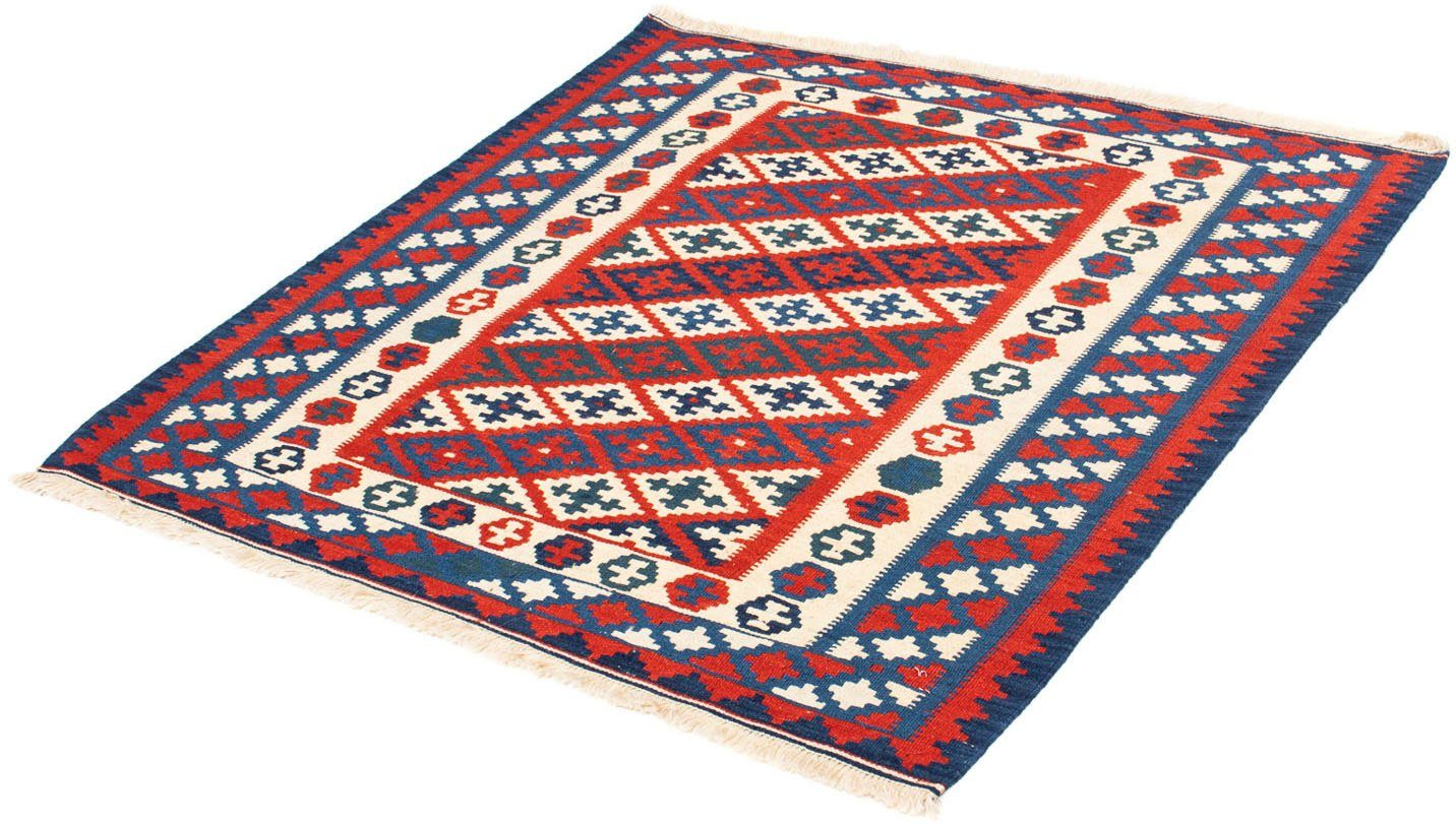 Wollteppich Kelim - Oriental quadratisch - 102 x 102 cm - dunkelrot, morgenland, quadratisch, Höhe: 6 mm, Wohnzimmer, Einzelstück