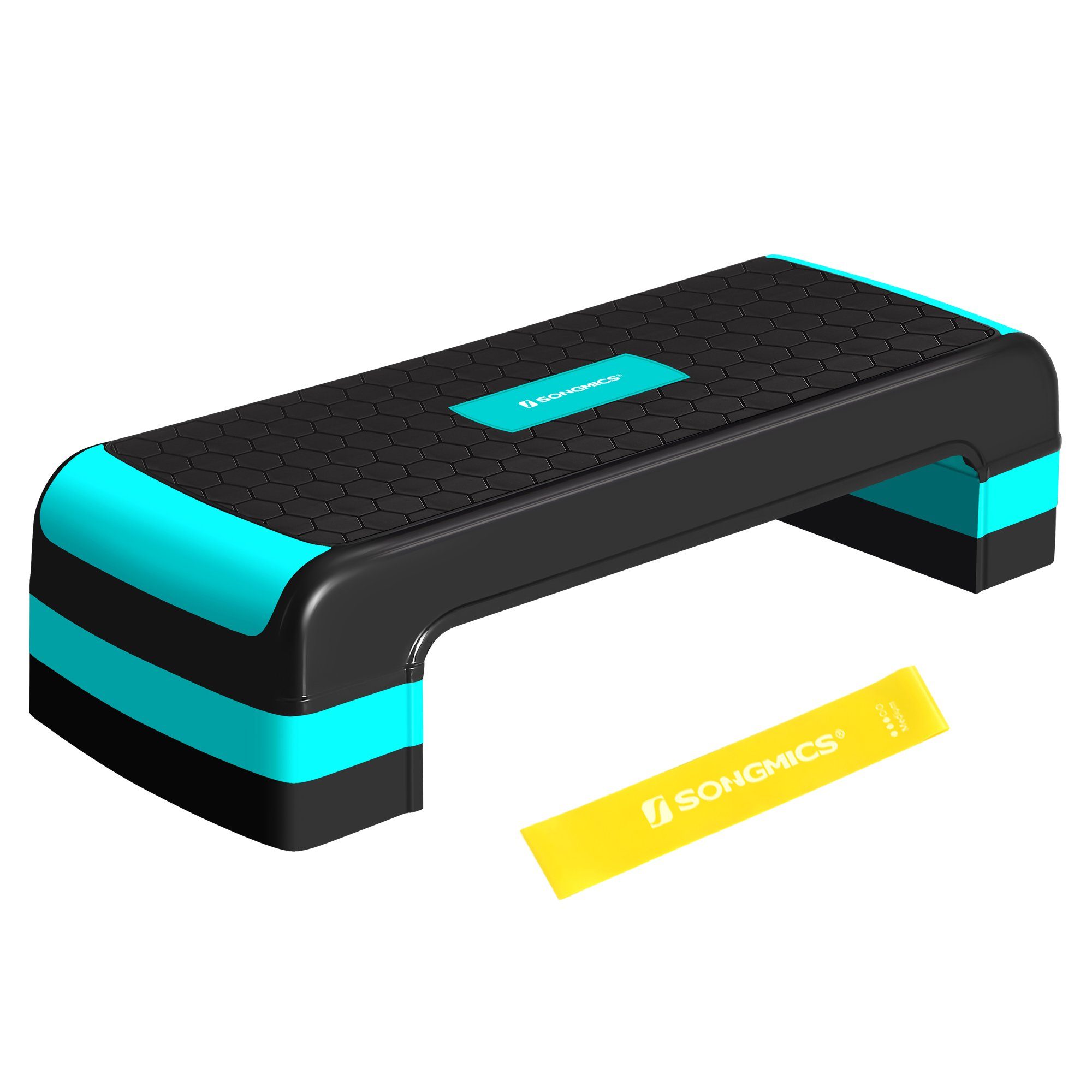SONGMICS Stepper STE784G01 STE784Q01, Steppbrett Stepbench mit Widerstandsband höhenverstellbare Aerobic Workouts