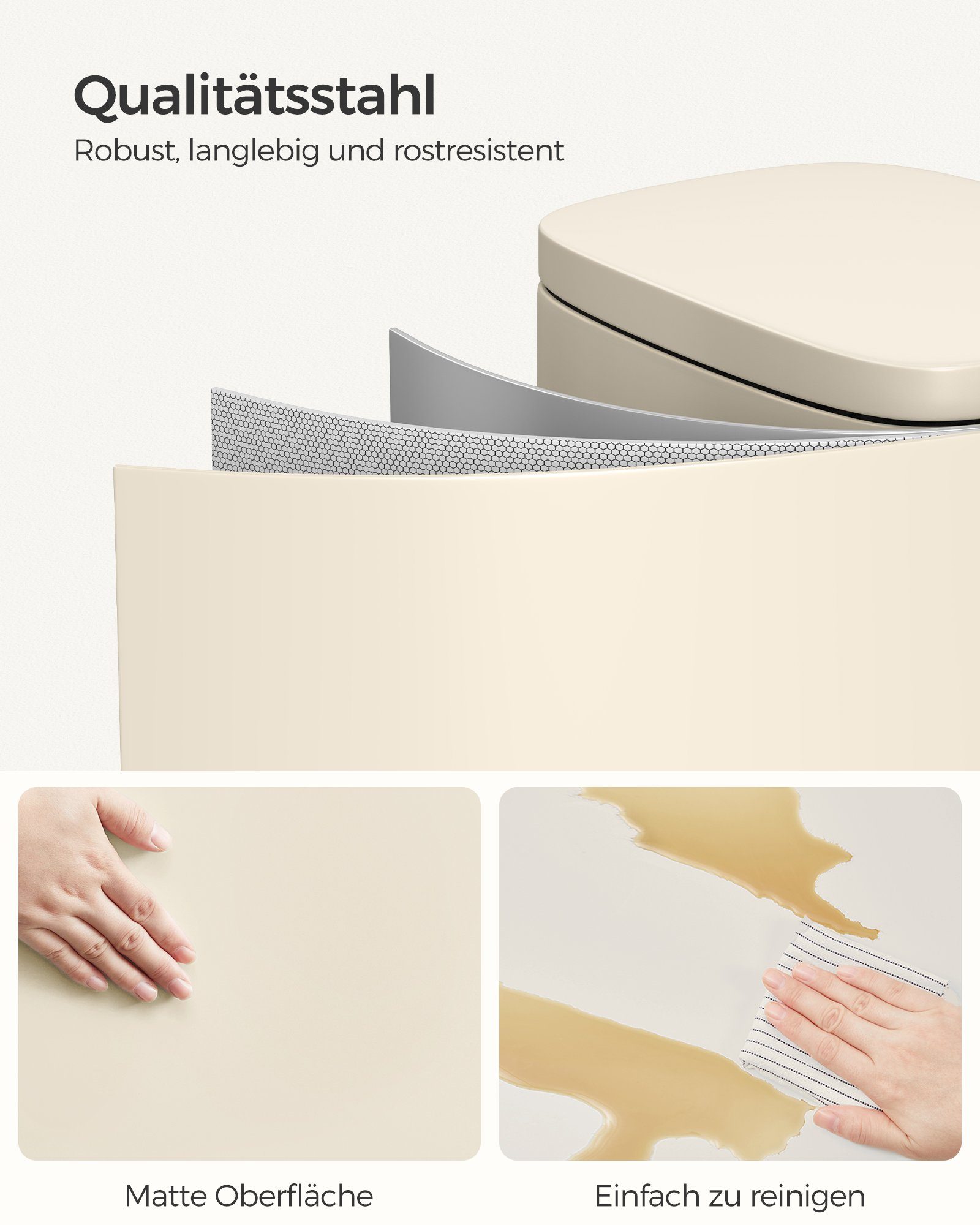 SONGMICS Mülleimer, Müllbehälter, Abfalleimer, 30 L,Softclose