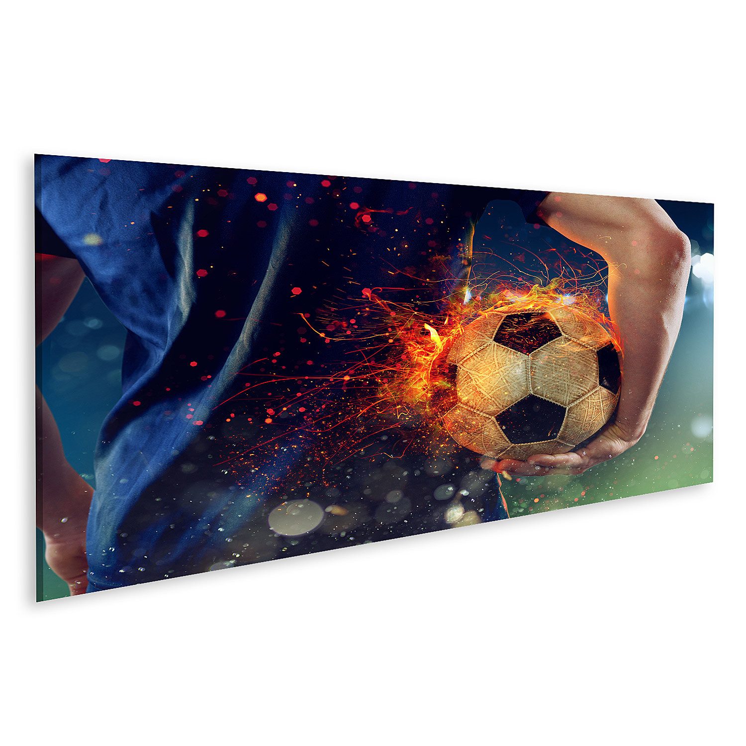 islandburner Leinwandbild Fußballspieler Für Kinderzimmer Sport Jugendzimmer Brennende Bilder