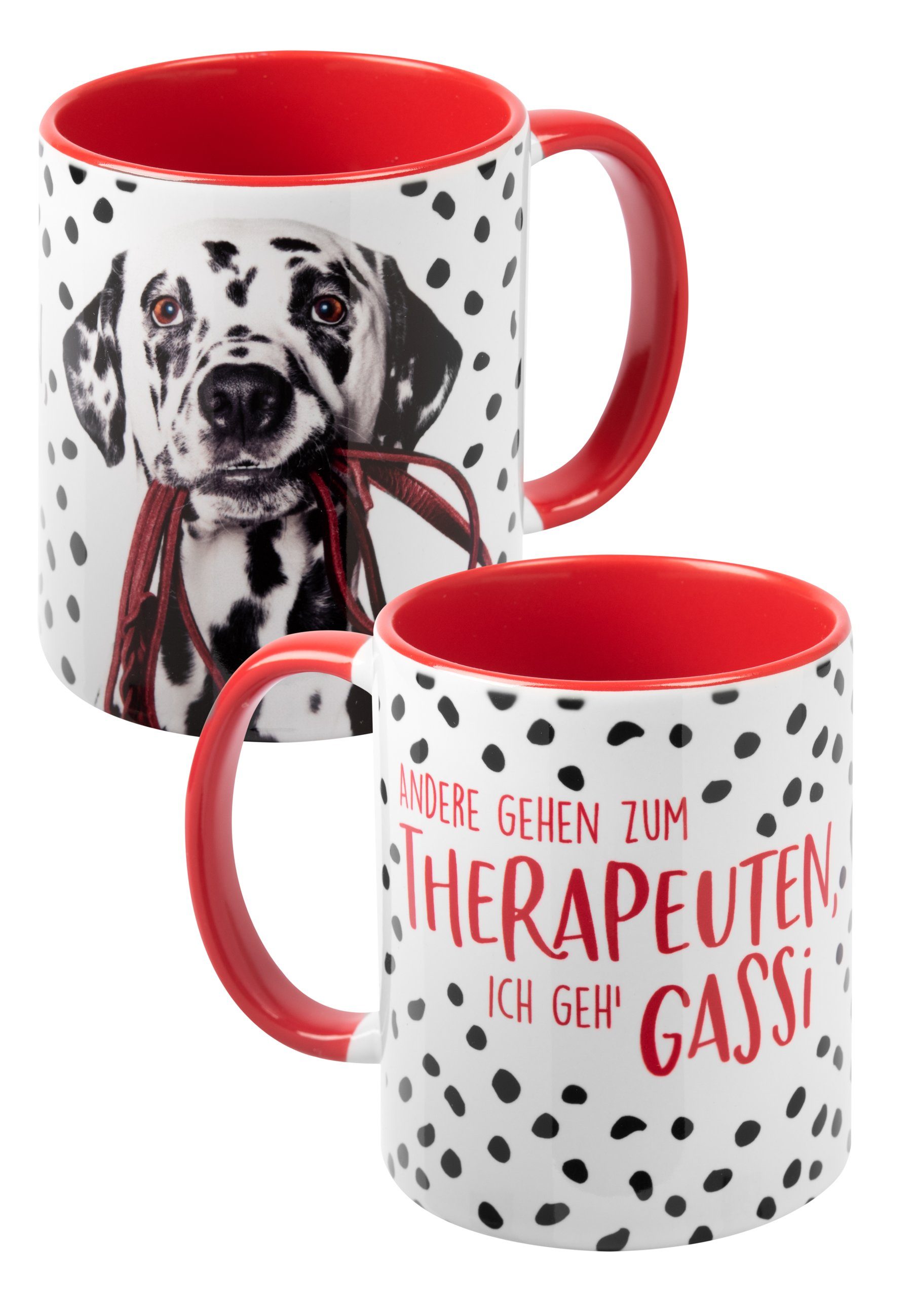 ml, Tasse Keramik 320 Kaffeetasse Becher - Weiß Labels® Hunde Rot Keramik Dalmatiner United Tasse