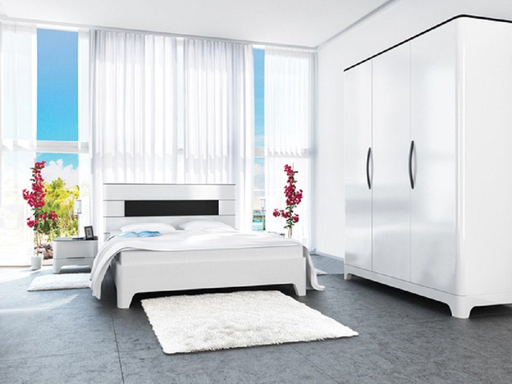 Feldmann-Wohnen Schlafzimmer-Set VERONA, (Set, 4-St., 1 Kleiderschrank + 1 Bett + 2 Nachtkonsolen), Liegefläche: 160 x 200 cm