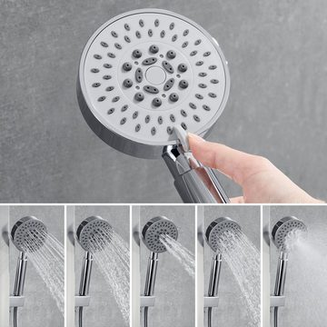 Auralum Duschsystem LED Duschpaneel Regendusche Edelstahl Duschset 5 Wasserausgabemodi, 5 Strahlart(en), mit Handbrause und Wassertemperatur Display