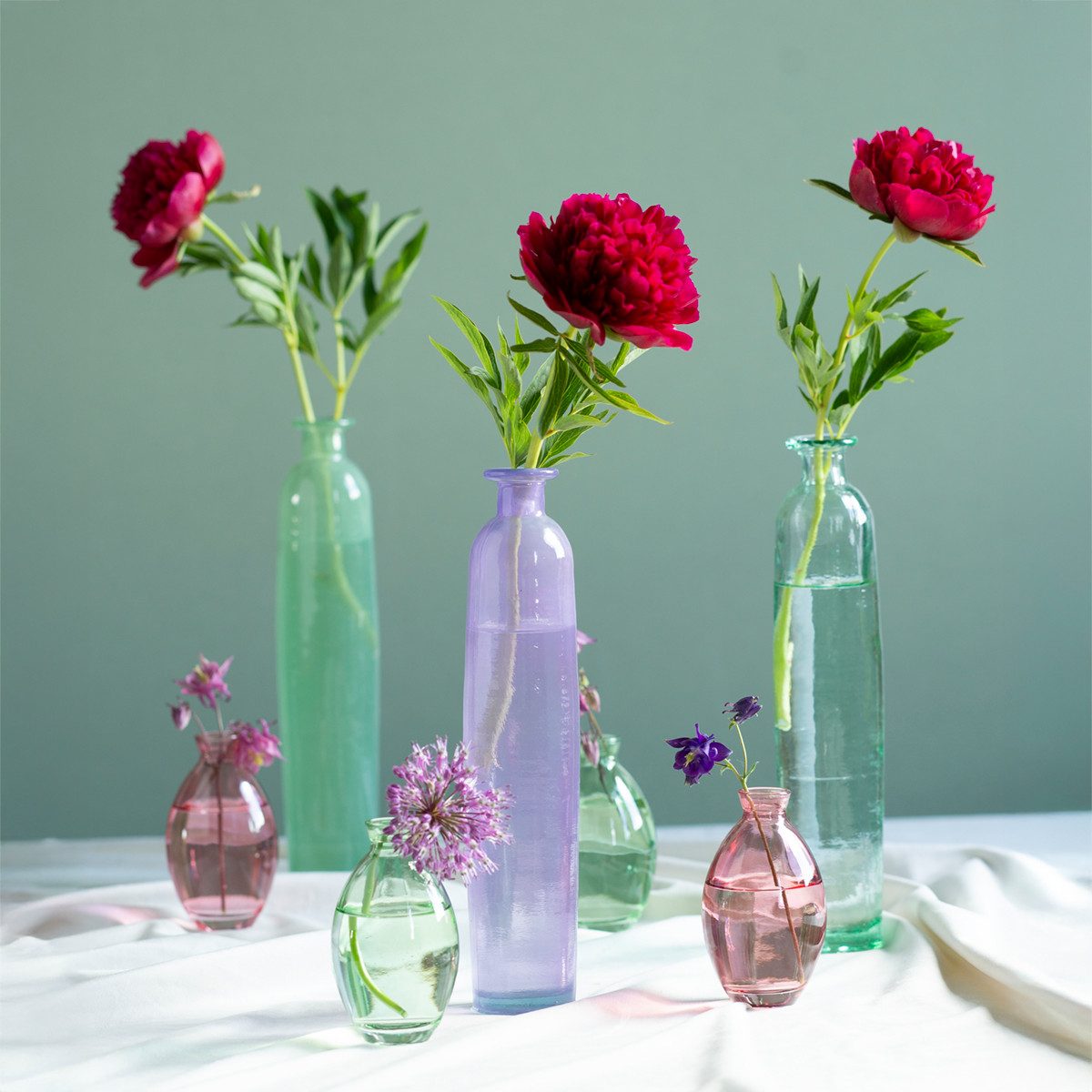 Viana Tischvase Hohe Glas Blumenvase Lila, günstig online kaufen