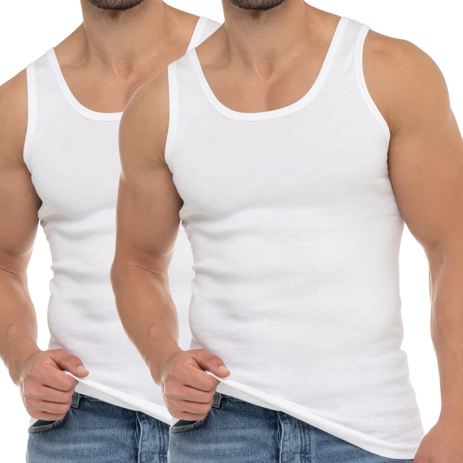 celodoro Unterhemd Herren Business Tank Top Achselhemd aus Baumwolle 2 x Weiß