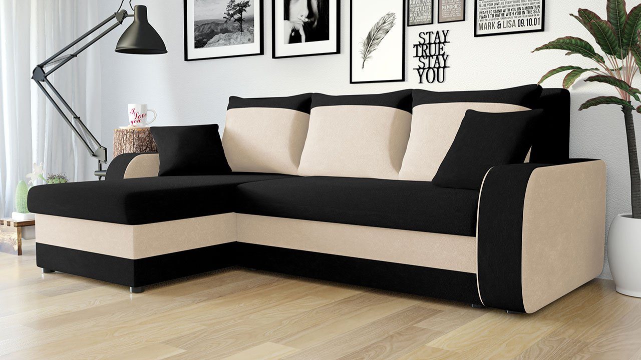 MIRJAN24 Ecksofa Kris, mit Schlaffunktion und zwei Bettkasten, L-Form mit Kissen-Set, L: 238 cm