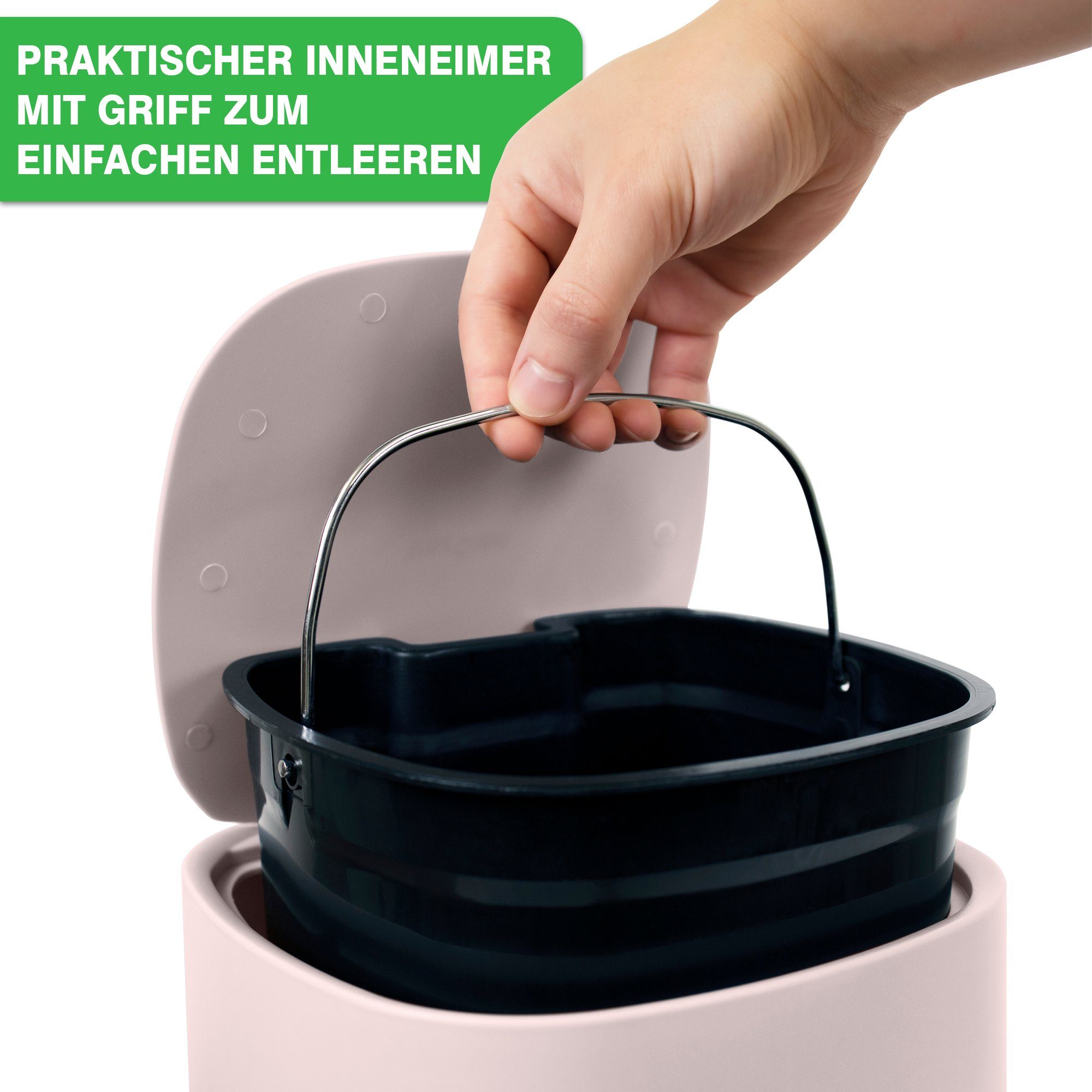 YourCasa Mülleimer YourCasa Mülleimer Bad [5L] Elegantes Design Badezimmer Kosmetikeimer, ABS Kunsstoff