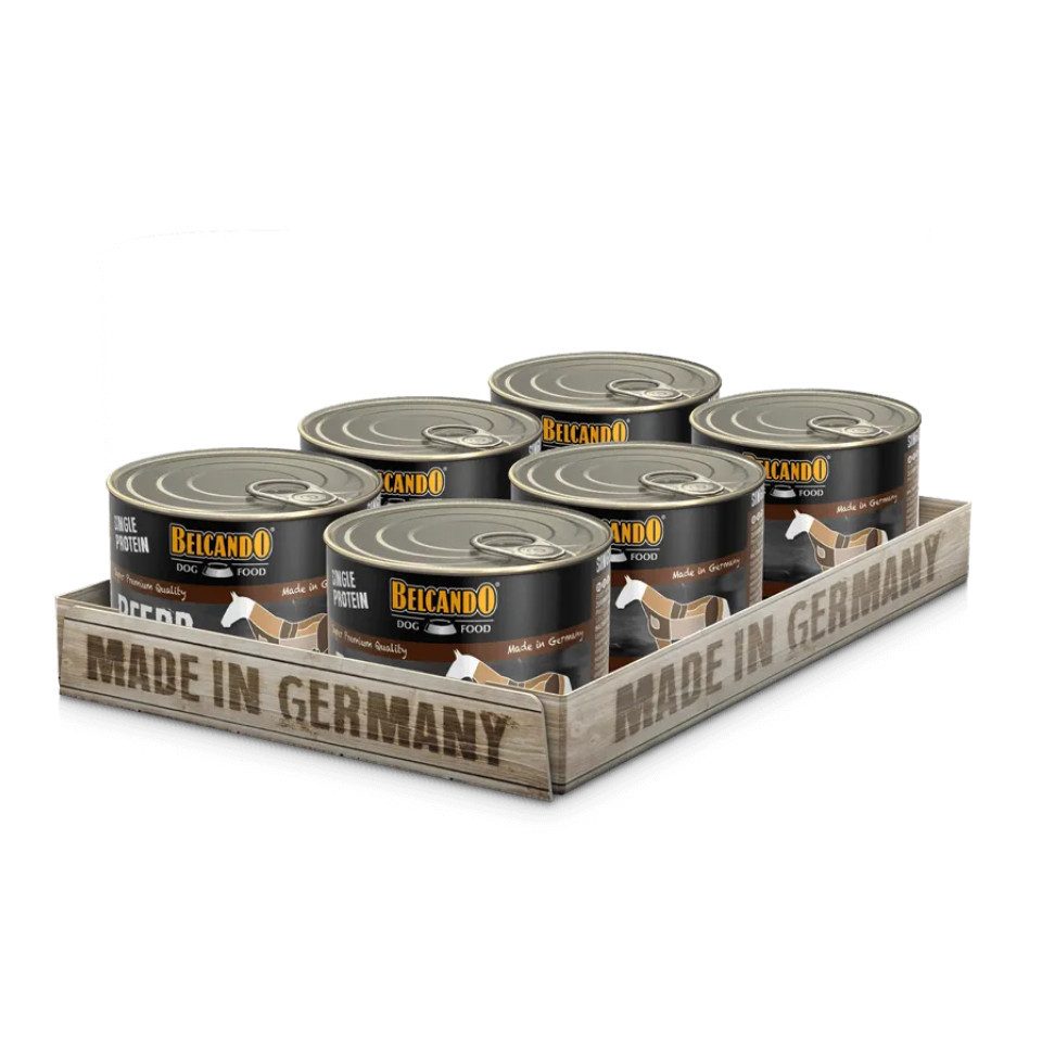 Belcando Single Protein Pferd - hochwertiges, hypoallergenes Nassfutter 6x200g, Nassfutter für: Hunde