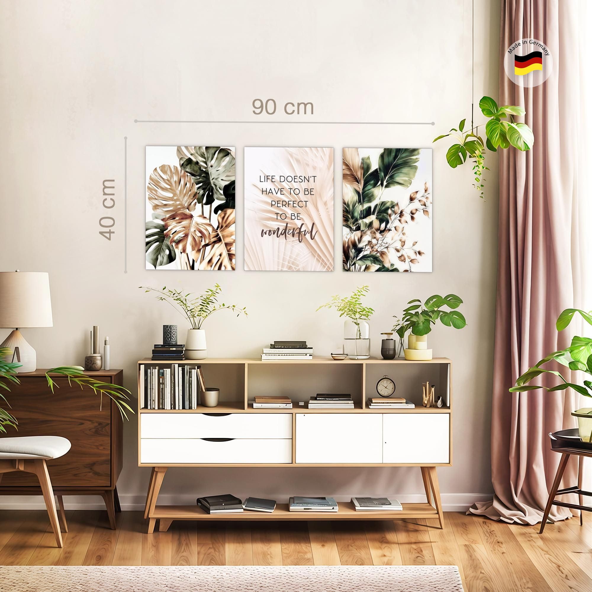 Novart Wandbild Boho Abstrakt Wohnzimmer Schlafzimmer Dekoration Kunstdruck, Blätter – Bild 2 von 5