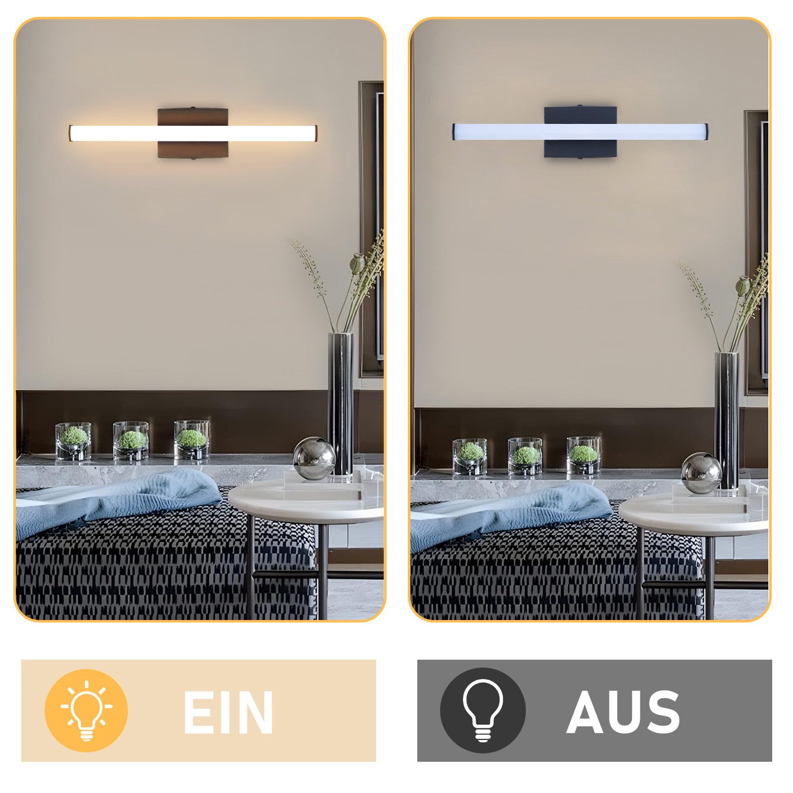 Nettlife LED Wandleuchte Innen Schwarz Modern 6/12/18/27W 3000K Flur Wandbeleuchtung Warmweiß, LED fest integriert, Warmweiß, Wandlicht für Wohnzimmer Schlafzim – Bild 4 von 5