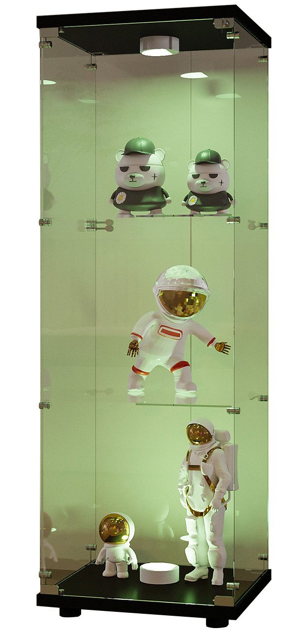 FUROKOY Glasvitrine Vitrinenschrank mit Glastüren Beleuchtung günstig online kaufen