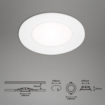 Briloner Leuchten LED Einbauleuchte 7125-436, LED fest verbaut, Neutralweiß, Einbauleuchte 3er SET 8,6x3cm (DxH) 3 x 3W 350lm