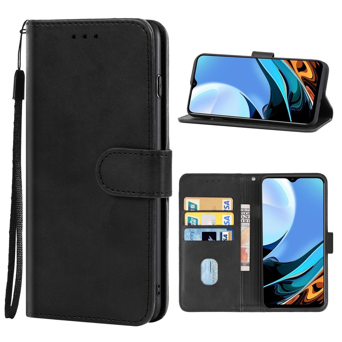 König Design Handyhülle Xiaomi Redmi 9T, Schutzhülle Schutztasche Case Cover Etuis Wallet Klapptasche Bookstyle