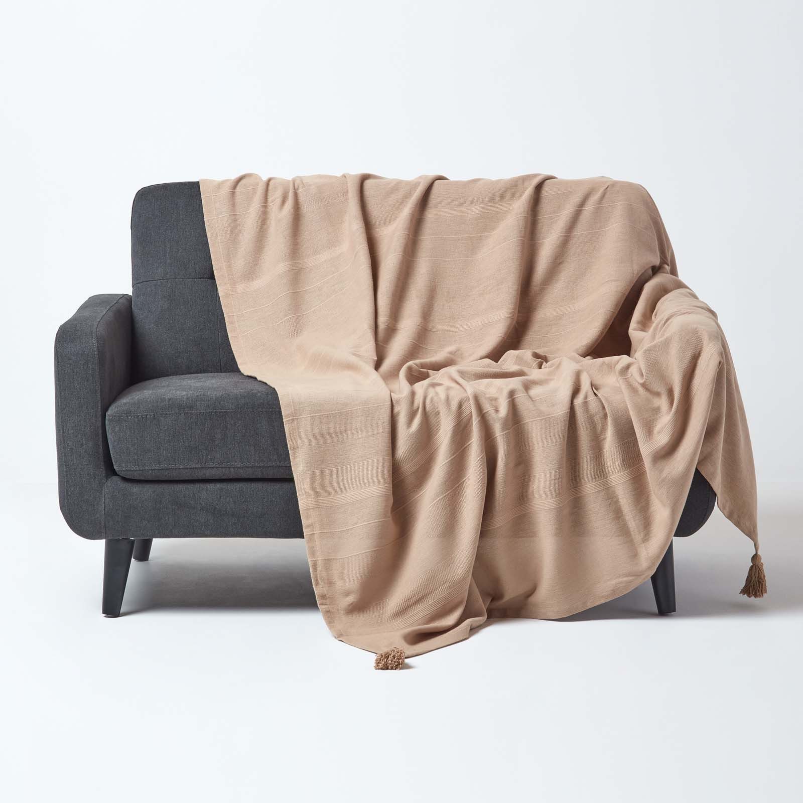 Plaid Tagesdecke Rajput, 100% Baumwolle, beige, 150 x 200 cm, Homescapes günstig online kaufen