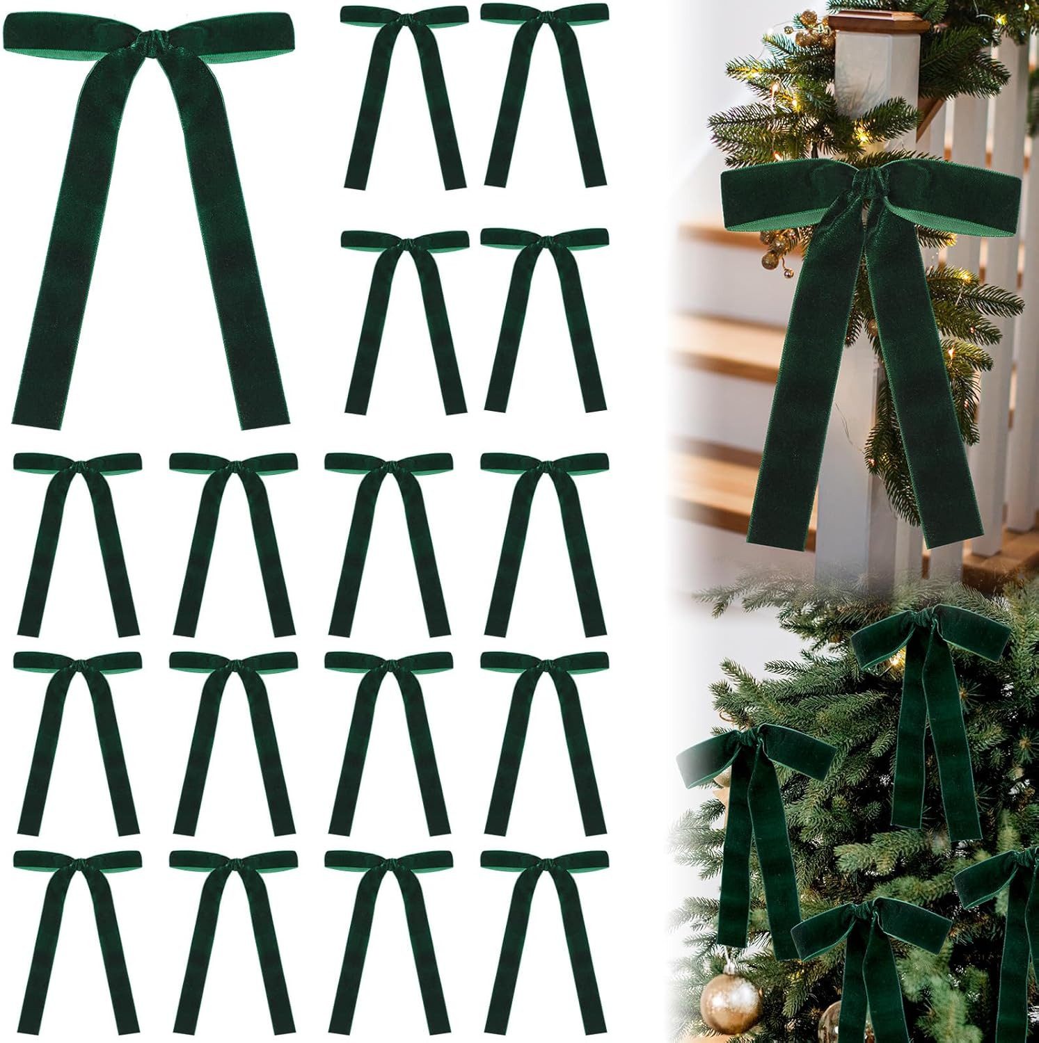 Cachito Christbaumschmuck 12 Stück Weihnachtsschleifen Vintage-Samtband Geschenkschleifen, Für Weihnachtsbaum, Geschenkverpackungen, Girlanden, Kamin, Treppen