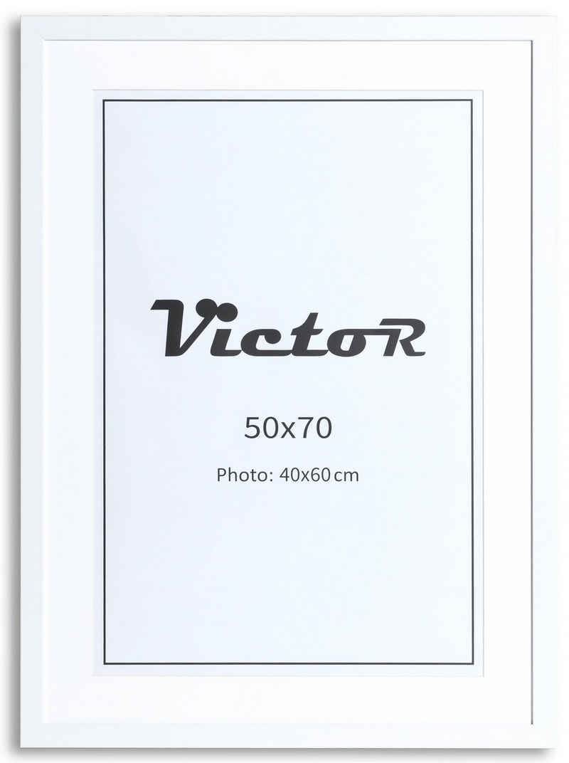 Victor (Zenith) Bilderrahmen Bilderrahmen \"Richter\" - Farbe: Weiß - Größe: 50 x 70 cm, Bilderrahmen Weiß 50x70 cm mit 40x60 cm Passepartout, Holz
