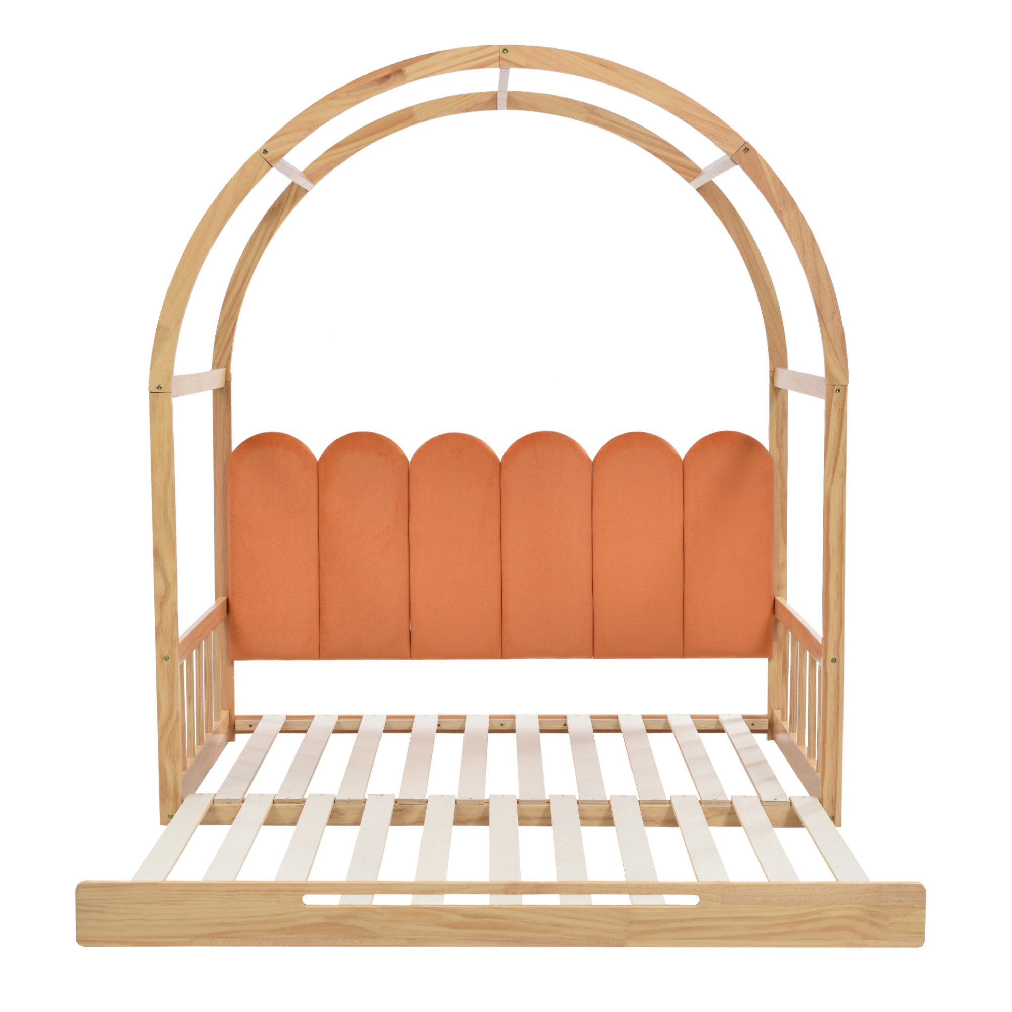 Furnishings Home Ausziehbett Kinderbett Tagesbett Daybett, Schlafsofa, Mit Unterbett, 140x100 cm/140x200 cm, Samt + Holz