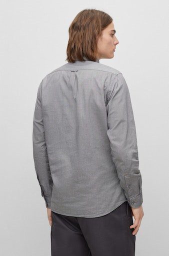 HUGO BOSS am Label-Stickerei Manschettenschlitz ORANGE Langarmshirt dark_grey022 Rickert (1-tlg) mit