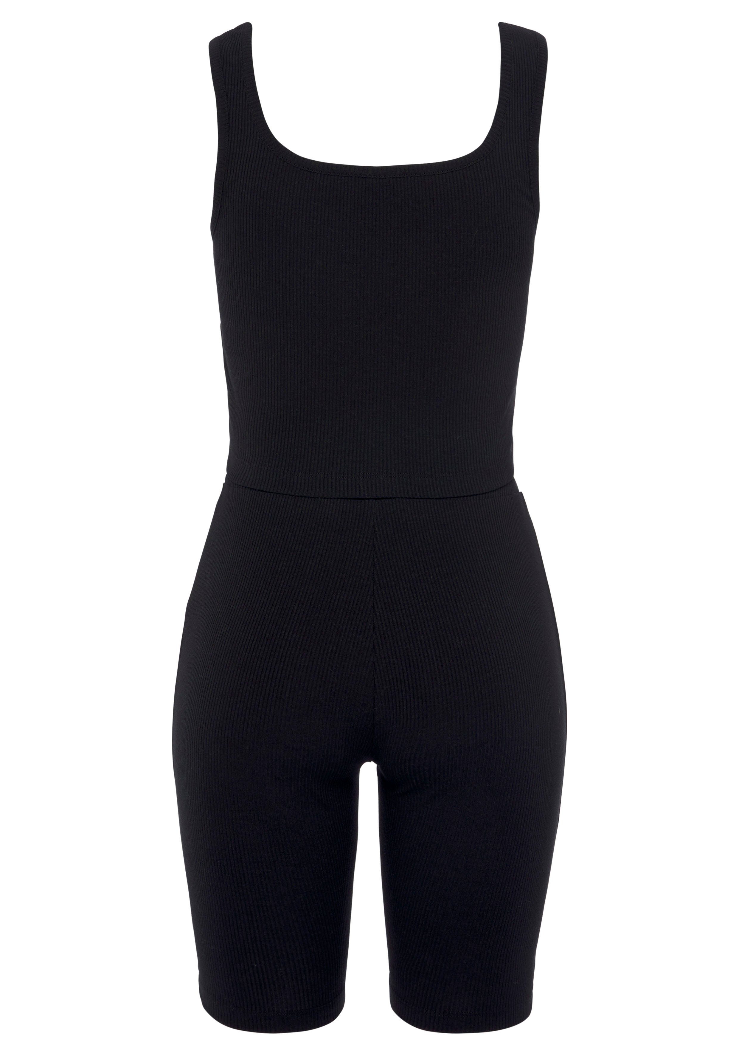 LASCANA Radlerhose mit passendem Top schwarz Homewear-Set Rippmaterial, aus