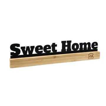 UNUS HOME Deko-Buchstaben Aufsteller Sweet Home oder Familie (30cm), Schriftzug Deko-Aufsteller Bambusholz Metall Aufsteller Wohndekoration